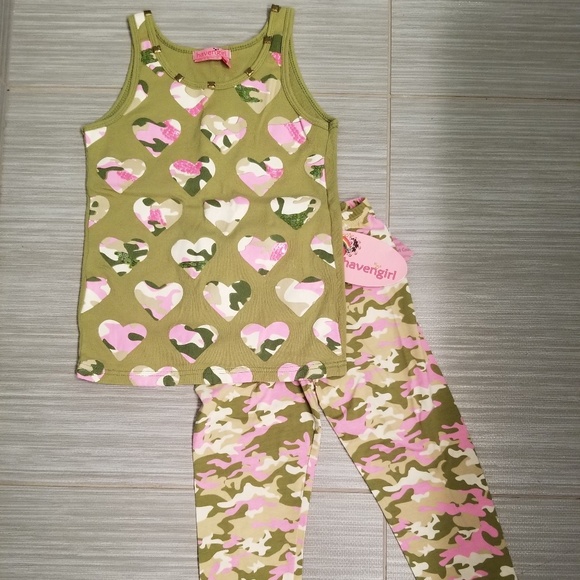 Haven Girl Other - NEW pink camo heart ribbed tank & pants